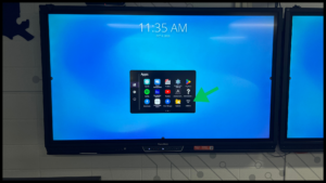 Photo of the locker open to apps with an arrow pointing to the HDMI icon.